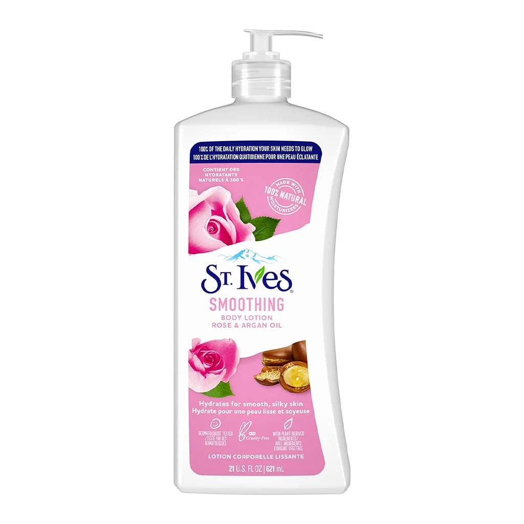 لوسیون-بدن-گل-رز-و-آرگان-سینت-ایوز-ST.Ives-smoothing-rose-argan